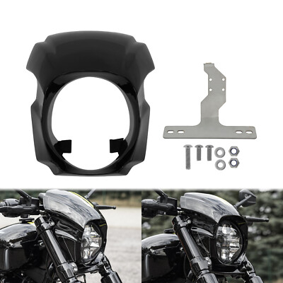 Black Headlight Fairing Cover ABS Mask Fit For Harley Softail Breakout 2018-2023