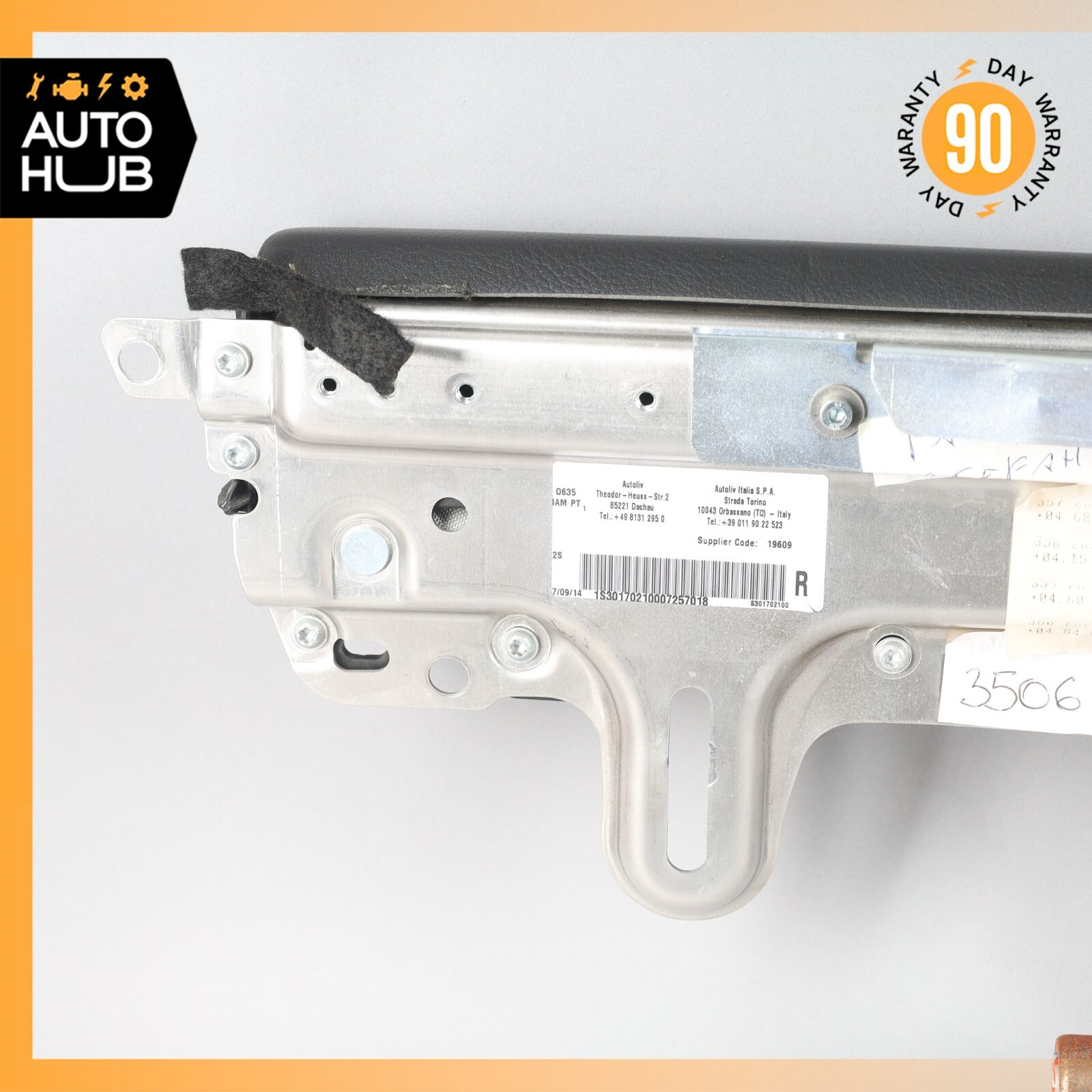 08-14 Maserati GranTurismo Right Passenger Side Door Airbag SRS w/Cover OEM 88k