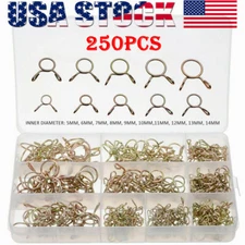 250PCS 5-14mm Spring Hose Clip Fastener Set Fuel/Water Line Tube Air Pipe Clamps