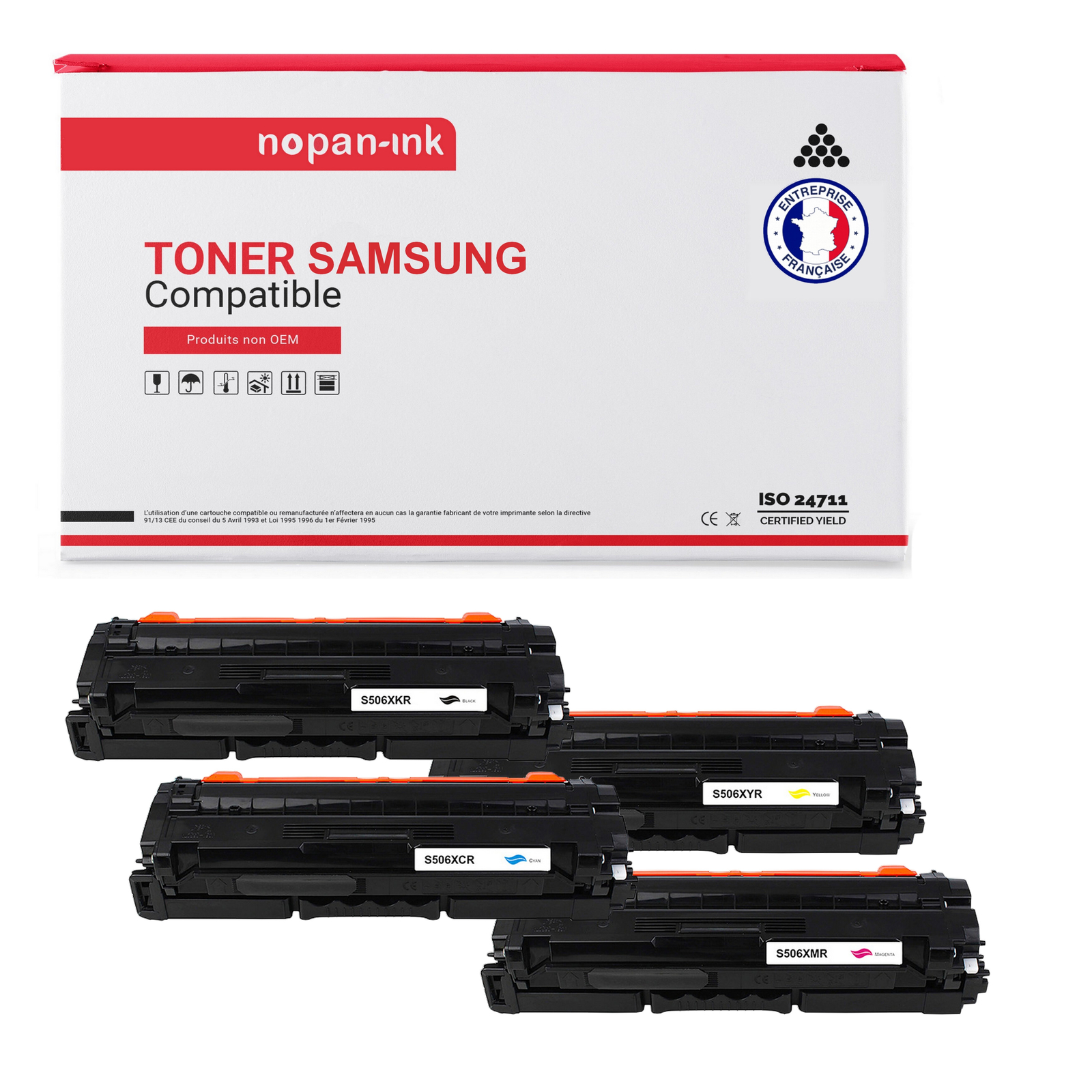 Pack 4 toners compatibles SAMSUNG CLT-506L haute capacite impression laser nette NOPAN-INK