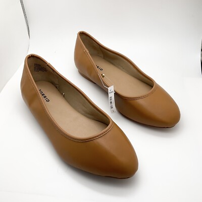 Torrid Womens Camel Tan Faux Leather Slip On Ballet Flats Size