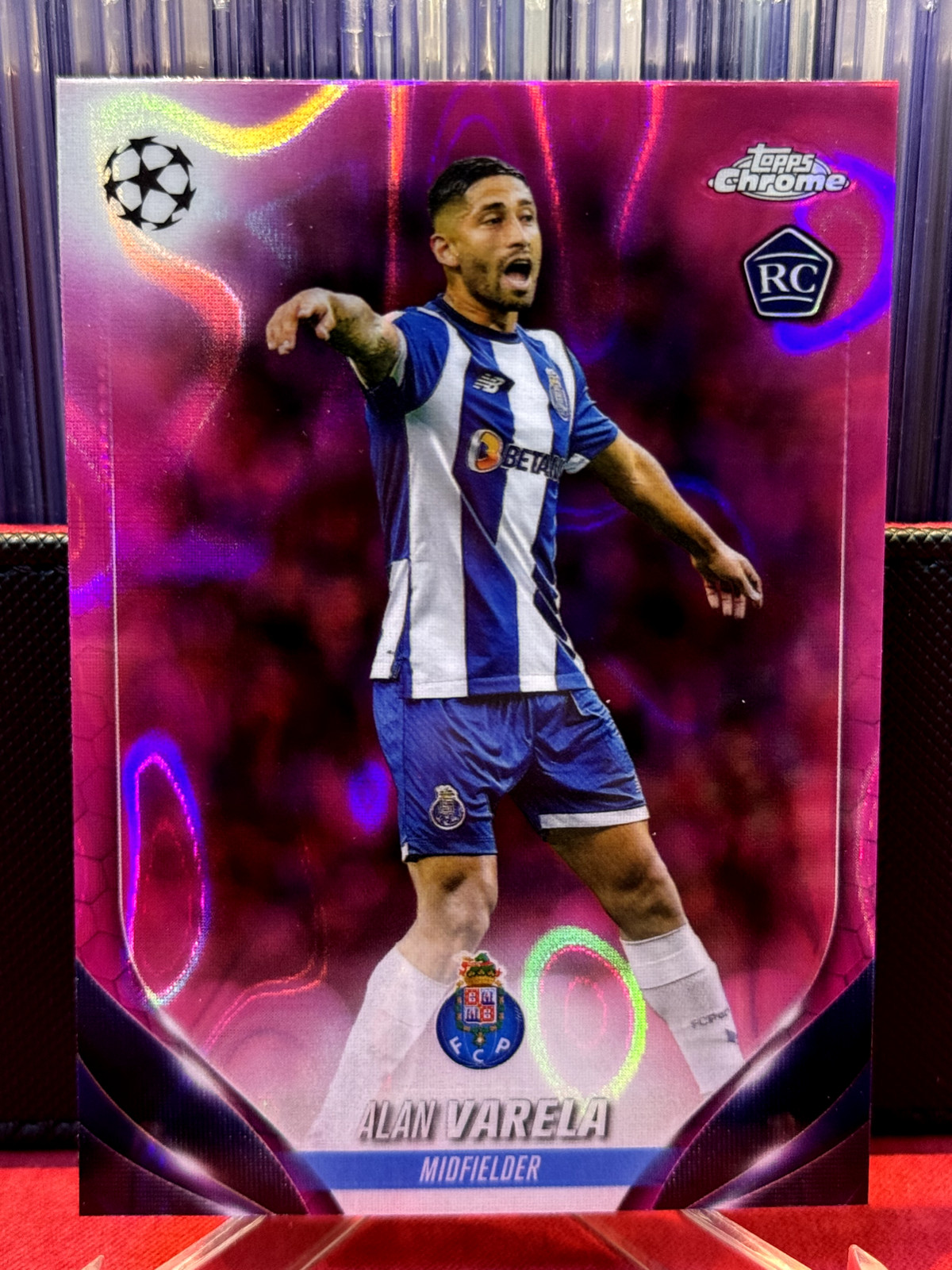 2023-24 Topps Chrome UEFA Alan Varela Pink Lava Refractor #55 Argentina Porto