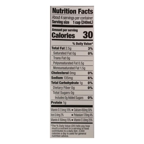 Almond Milk Nutrition Facts Label Besto Blog