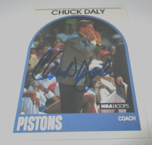 CHUCK DALY 1989-90 HOOPS NBA BASKETBALL SIGNED CARD IP