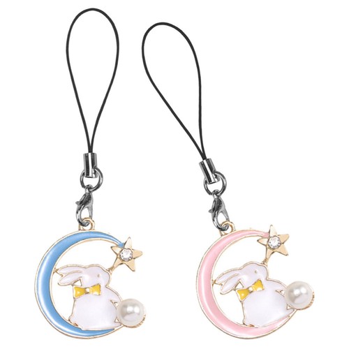 2 Pcs Alloy Pendant Keychain Student Lovers Cute Phone Charm Cell Strap