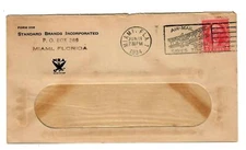 #815qb1934 Standard Brands Inc. Fla. Hand Stamp Black.N.R.A. Member PM Bi-Plane 