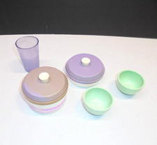 Vintage Chilton  SiLite Melmac Pretend Kitchen Toy Set Bowls Glass Plastic