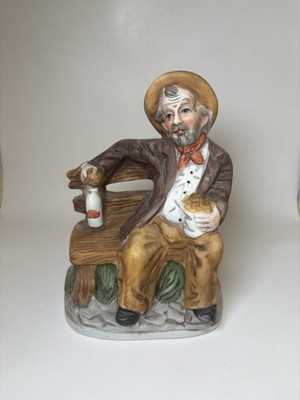 Capodimonte Stil Mann Bank Figur Flasche Brot Vintage 17 cm