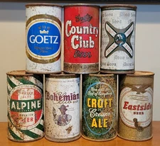 7 FLAT TOP BEER CANS ALPINE CROFT GOETZ MILLER EASTSIDE 