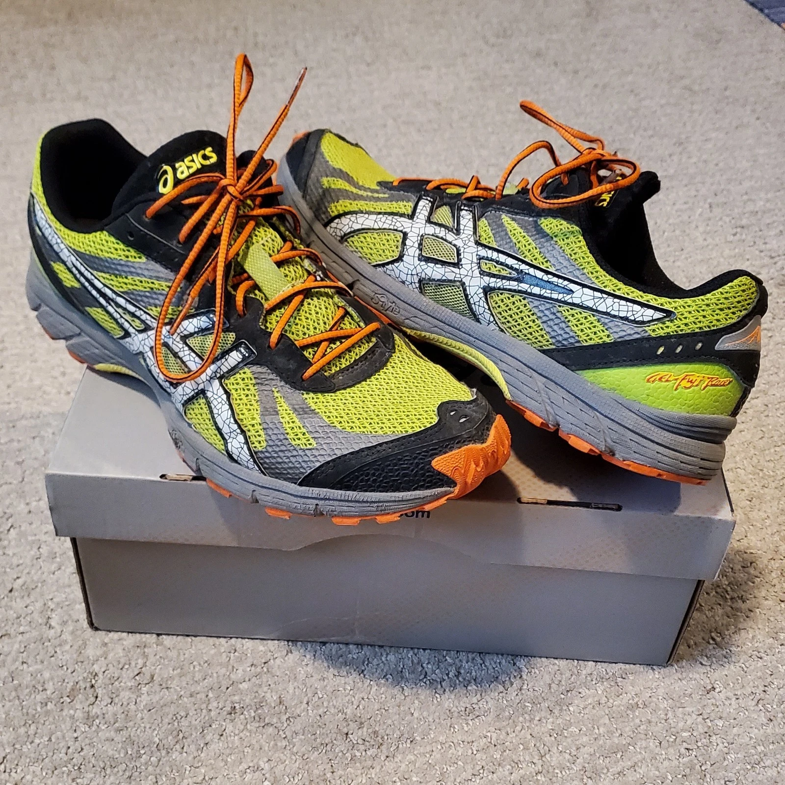 Asics Gel Fuji Racer Sneakers T218N Multicolor Running Men Size 9.5 Green Trail