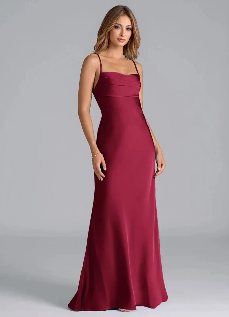 ebay burgundy dress Burgundy Lace Satin Maxi Dress – self-portrait-US main image 0