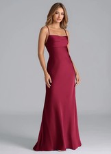 NWT Azazie Seema Stretch Burgundy Mermaid Corset Stretch Satin Dress Size A12
