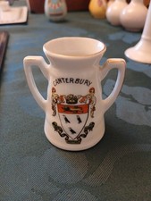 Collectable China Miniature Double Handled Vase Canterbury Crest