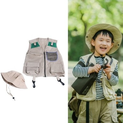 Outdoor Explorer Kit Cargo Vest and Hat Set,Backyard Nature Adventures,Washable