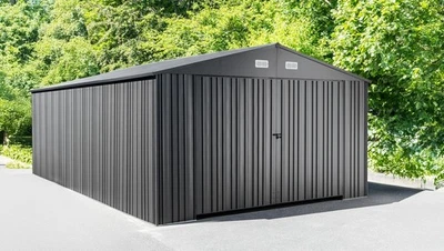 HC GARTEN & FREIZEIT Metallgarten Schuppen-/Mettalgarage ALASKA, ca. 627 x 392 x 246 cm - Grau