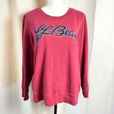 Vintage Womens LL Bean Red Crewneck Cursive Logo Spell Out XL Sweatshirt Y2K EUC