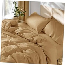 100 French Linen Duvet Cover Size, Soft Breathable for Hot Queen Rust