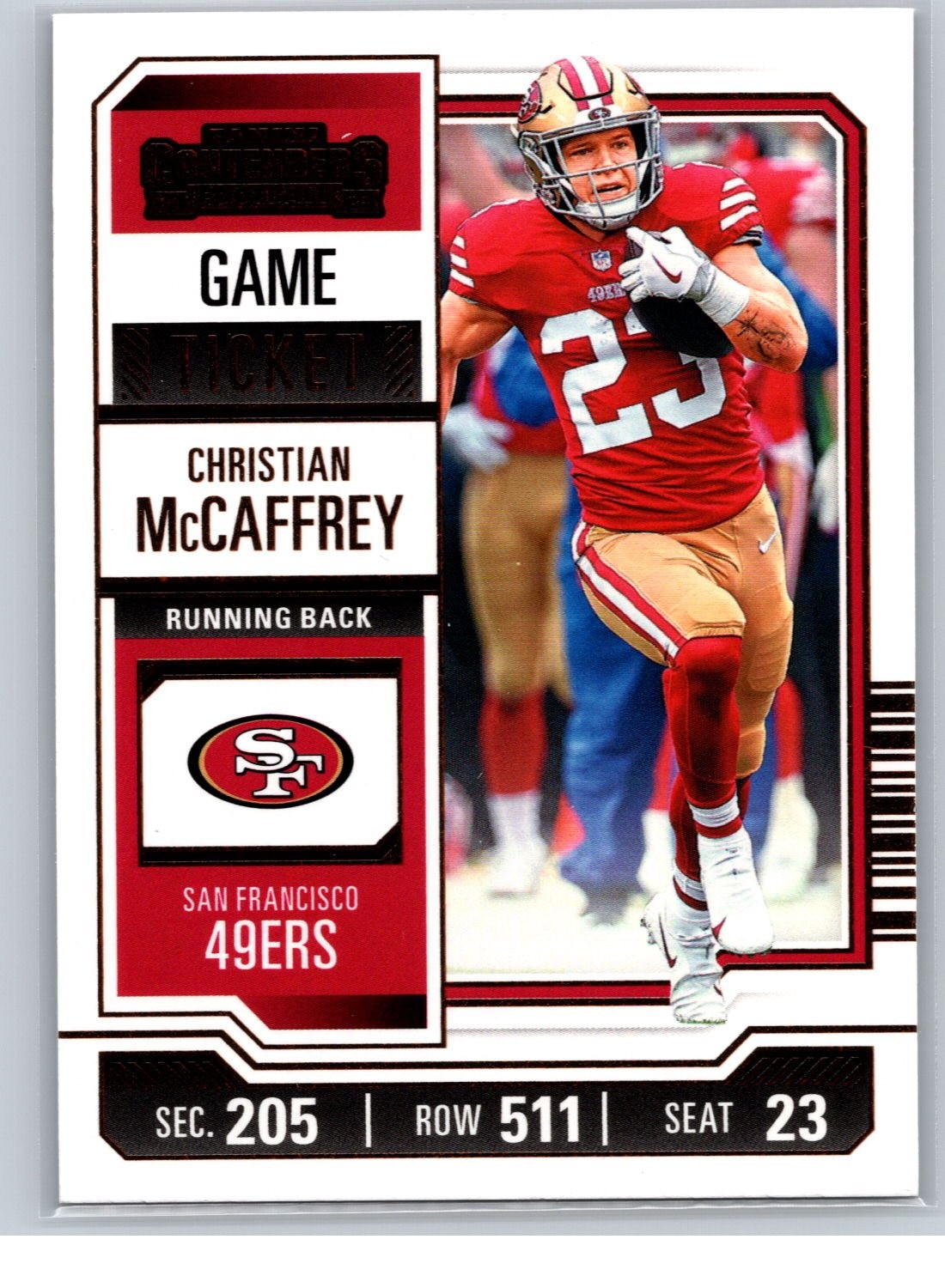2023 Panini Contenders #87 Christian McCaffrey Game Ticket Bronze