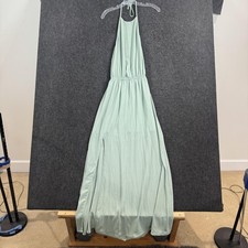 Show Me Your MuMu Heather Halter Dress Women's Small Green Maxi Chiffon Slit