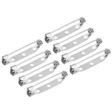 50Pcs Safety Bar Pins 35mm Brooch Clasp Pin Backs for ID Badges, Silver Tone