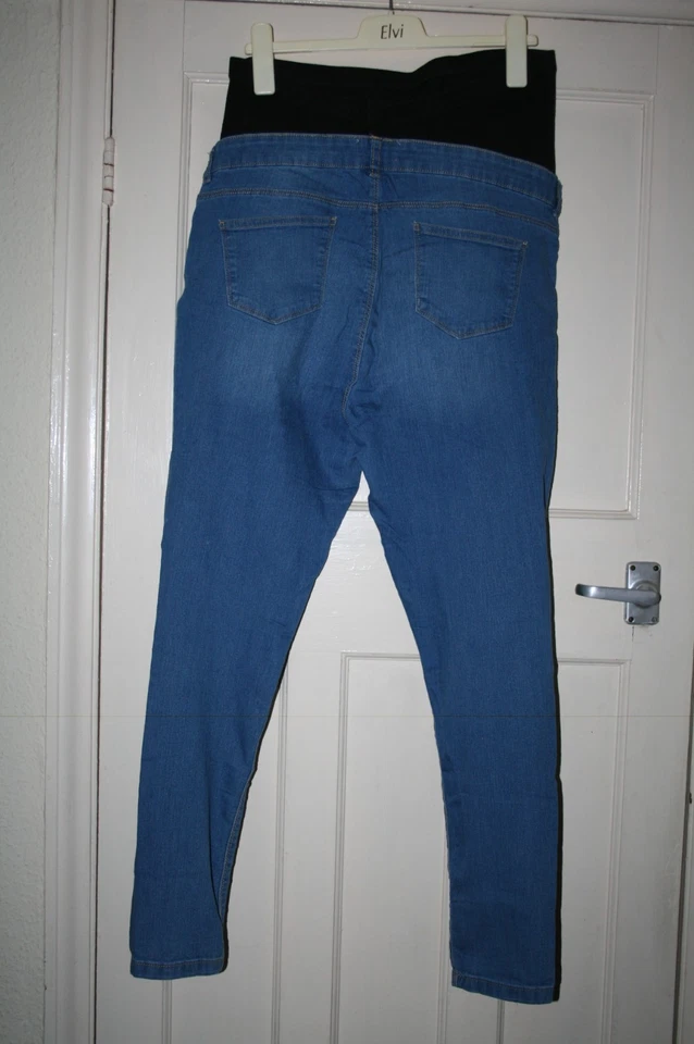 SIZE 14 MATERNITY DOROTHY PERKINS BLUE SKINNY JEANS WITH STRETCH  29" LEG - Image 3 of 4