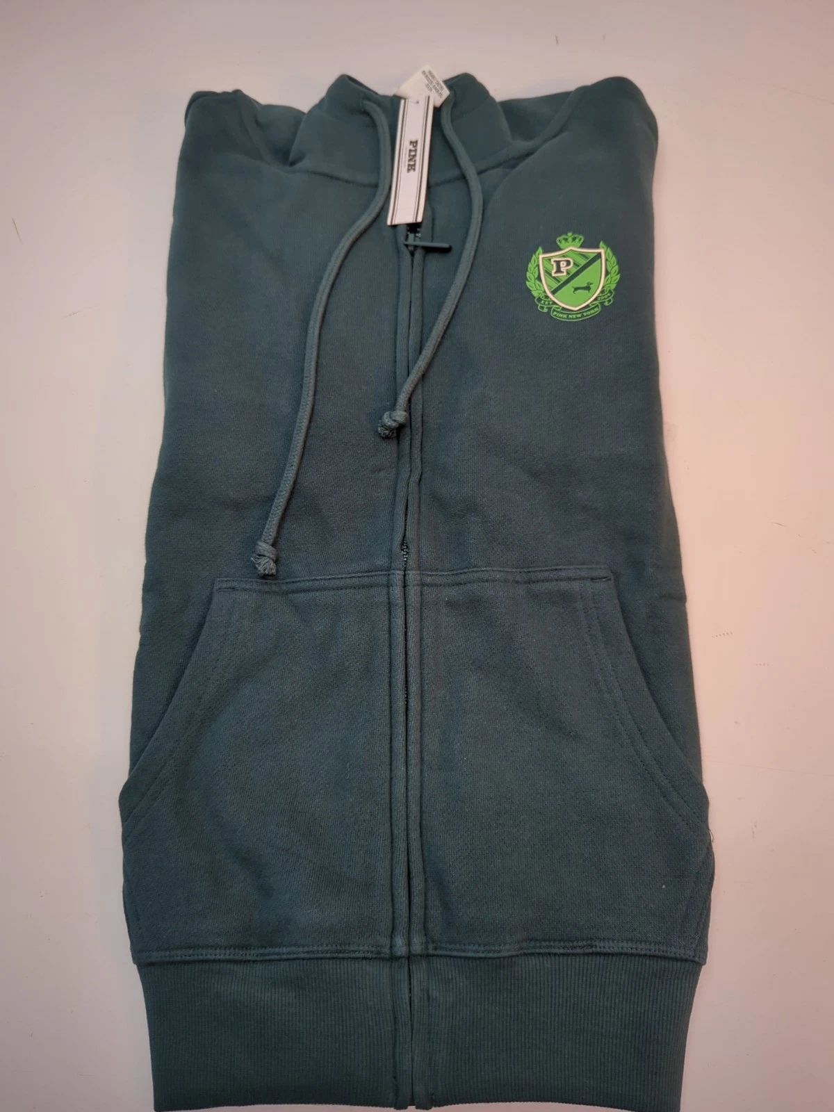 UNDERCOVER Felpa con cappuccio Victoria Secret Ivy Fleece Campus full zip verde foresta taglia S P (30452)