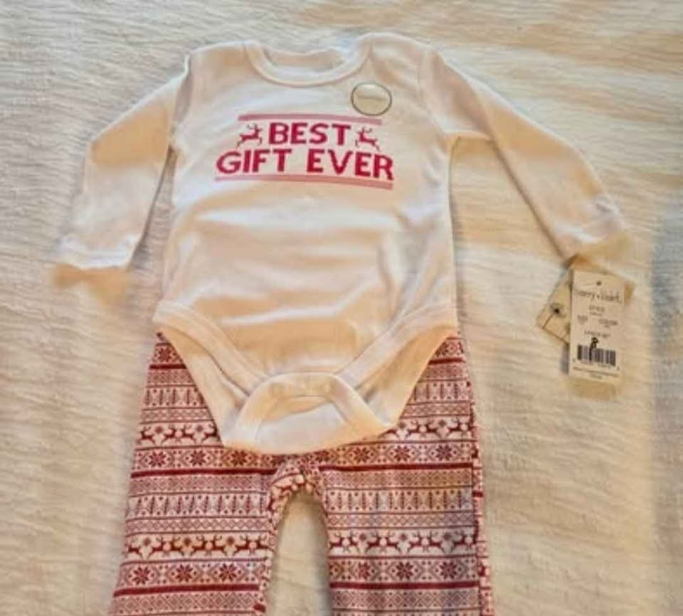 NWT Harry & Violet Layette Christmas Outfit 9-12mo. Reversible 2 Piece Set [T8/]
