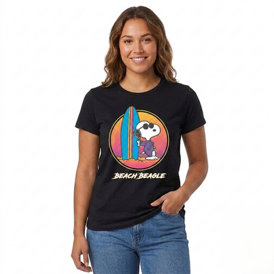 Peanuts Snoopy Aloha Disco Strand Sommer Surf Sport Miami Retro Damen T-Shirt
