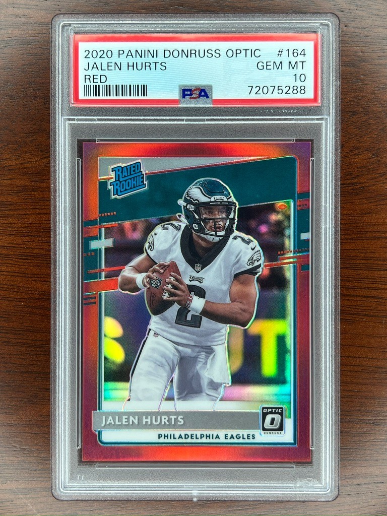 Jalen Hurts 2020 Panini Donruss Optic Rated Rookie RC #164 Red /99 PSA 10