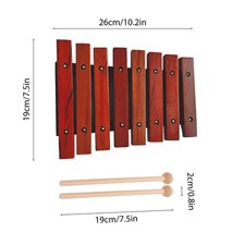 8 Notes Wooden Xylophone Musical Instrument With 2 Wooden Mallets Birch Pine