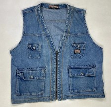 VINTAGE Guess USA Denim Jean Vest Jacket Men XL Blue Multi Pockets 90s