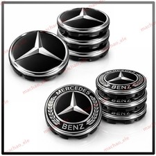 4x Nabendeckel für Mercedes-Benz Felgen Schwarz Glanz Chrom 75mm – 2 Varianten