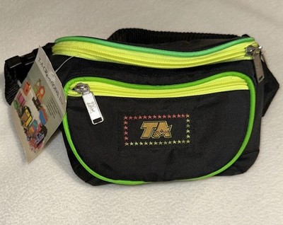 1980's TA Fanny Pack Belt Bag Adjustable Nylon Waist Black 2 Pocket NOS w/Tag