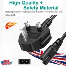 2 pin Long UK Mains Power Lead Cable LED TV Lead Cord Fig 8 2 Pin 0.5 1m 2m 3m 5