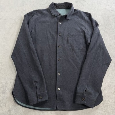 Lululemon Shirt Mens Medium Commission Gray Stretch Button Up Double Face Over