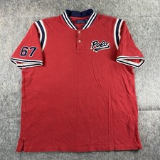 Vintage Polo Ralph Lauren Script Logo Shirt Men's Large Red Short Sleeve 67