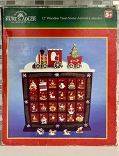 Kurt S. Adler 12" Wooden Train Scene Advent Calendar - w/ Box! Complete Reusable