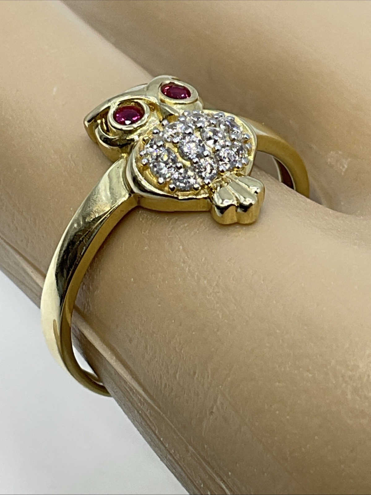 D&B Solid 14K Yellow Gold Created Ruby & White CZ… - image 5