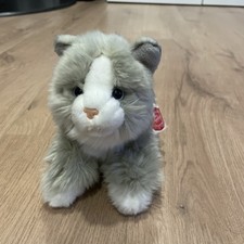 Teddy Hermann Katze grau getigert 20 cm  Kuscheltier Plüschtier Stofftier