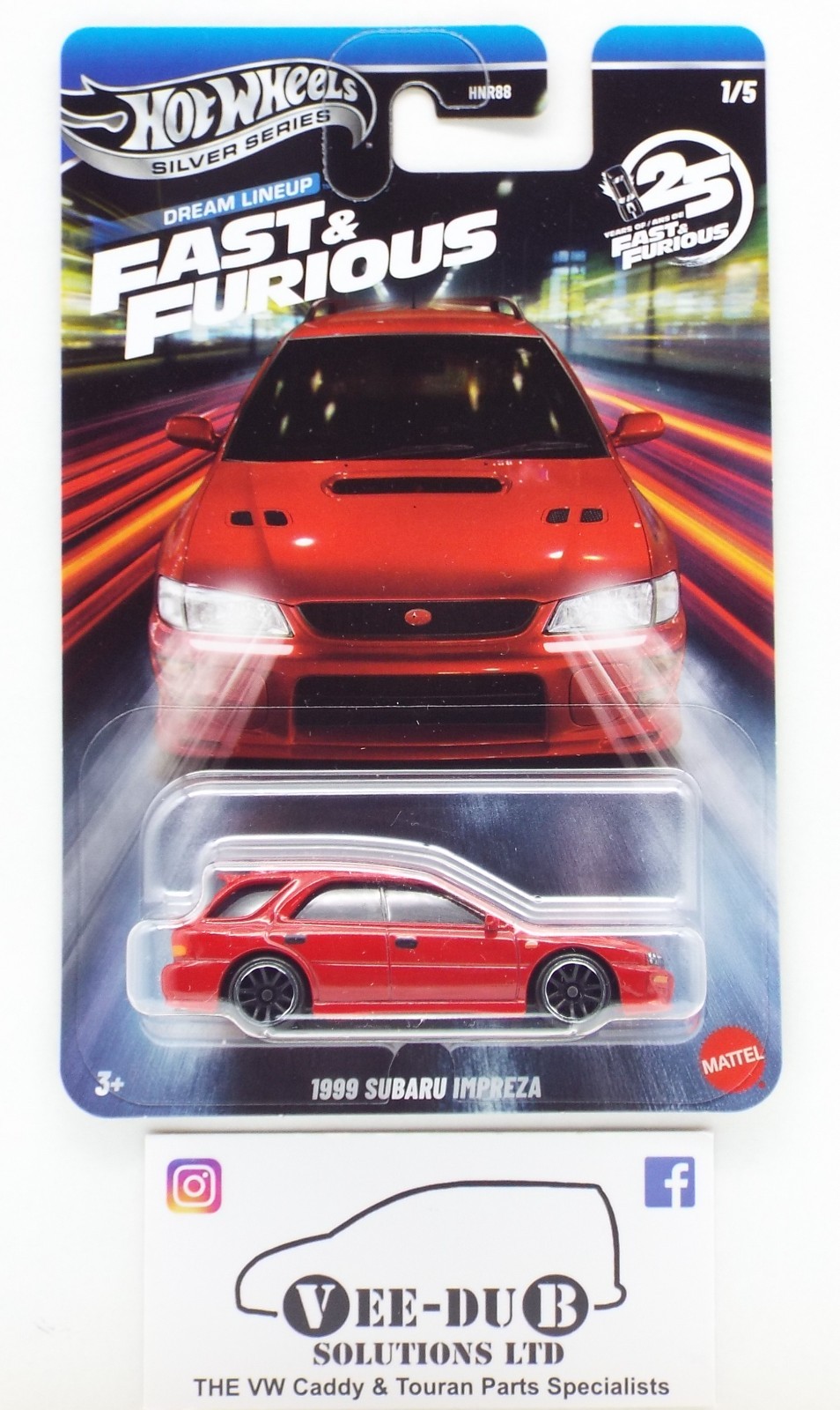 Hot Wheels Fast & Furious Dream Lineup 1999 Subaru Impreza Wagon Red WRX JKX10