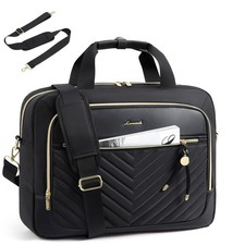 Laptop Briefcase for Women 17.3 inch Computer Messenger Shoulder Bag Black