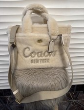 Coach Ivory Small Satchel Top Handle Detachable Strap Turn Lock Zip Gold