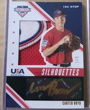 2020 Panini USA Baseball Stars & Stripes Silhouettes 1/5 Carter Boyd Patch Auto