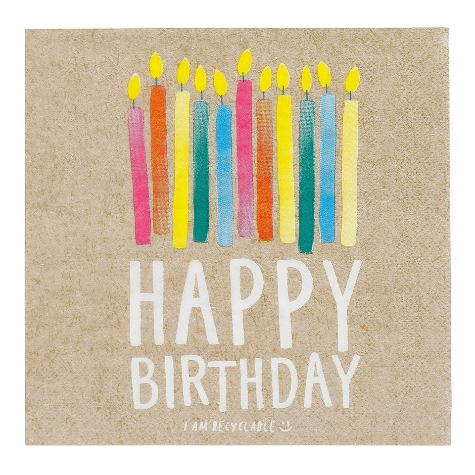 Talking Tables Birthday Party Paper Napkins 33 cm, 20 Stück, Kraft, Mittel - Bild 1 von 4