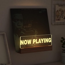 LED Light-Up Vinyl Record Stand - Elegant Wooden and Acrylic Display Holder