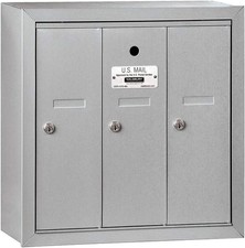 SALSBURY INDUSTRIES 3503ASU Surface Mounted Vertical Mailbox, 3 Doors, Aluminum