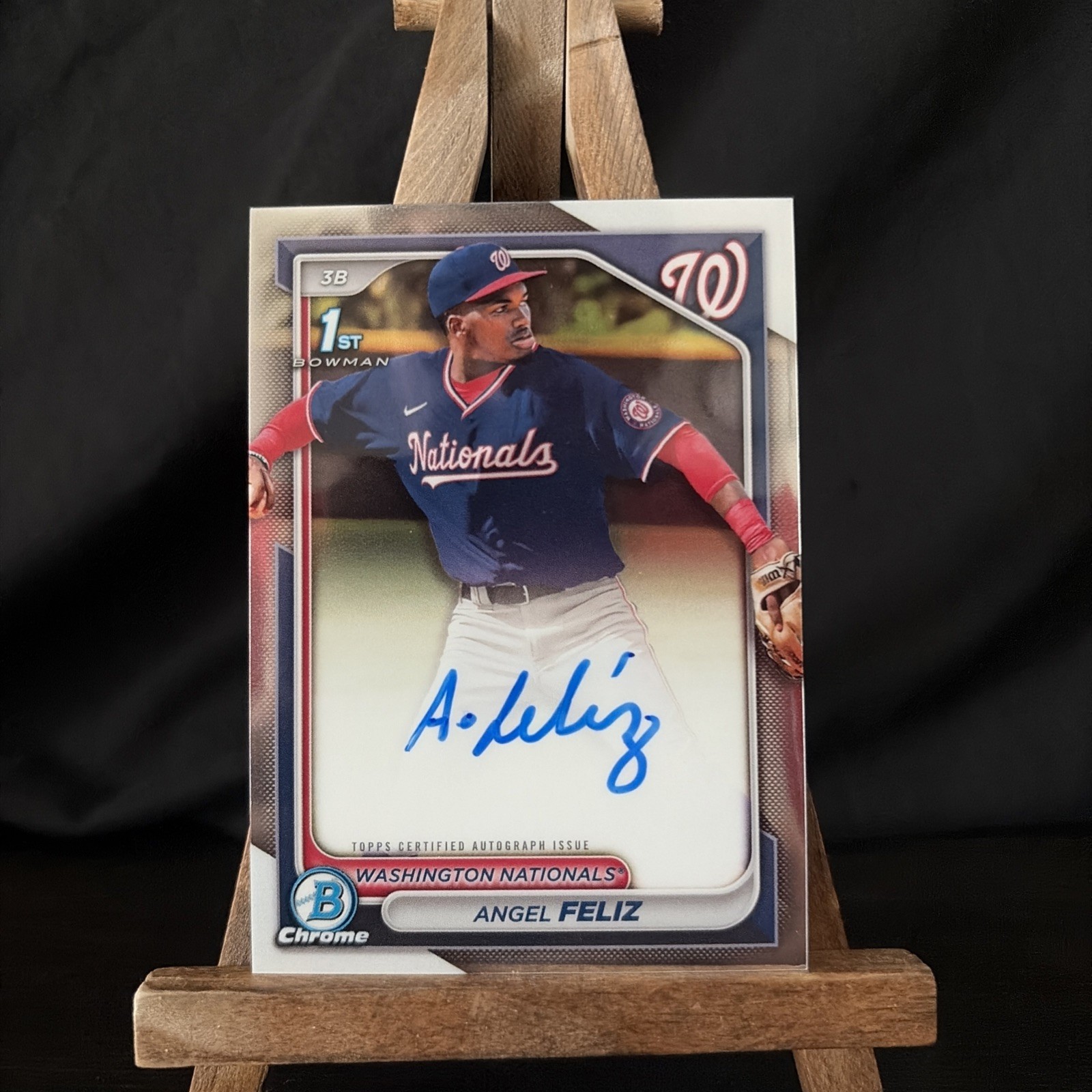 ANGEL FELIZ Auto 1st Bowman 2024 Bowman Chrome #PA-AF Washington Nationals view 1