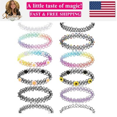 12PC Tattoo Choker Necklace for Women - 90s Choker Necklaces Y2K Fashion Tren...