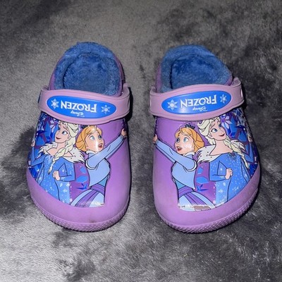 Frozen Disney Purple Size 6 Toddler Girls Anna Elsa Fur Lined Crocs
