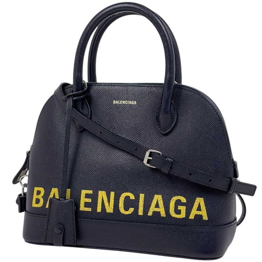 Balenciaga — Balenciaga Ville Top Handle S 2WAY Leather Navy Yellow Shoulder Bag #BS2053